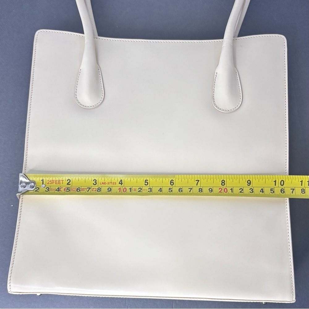 Lancel Paris Leather Ivory Handbag Satchel Shoulder Bag w/ Dust Bag - Picture 14 of 16